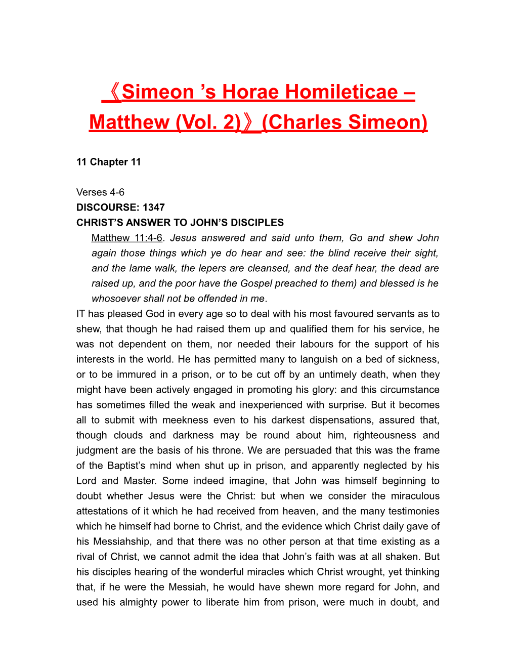 Simeon S Horae Homileticae Matthew (Vol. 2) (Charles Simeon)