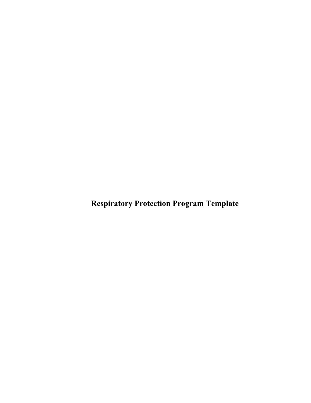 Respiratory Protection Program Template