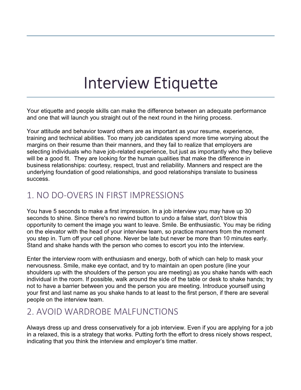 Interview Etiquette