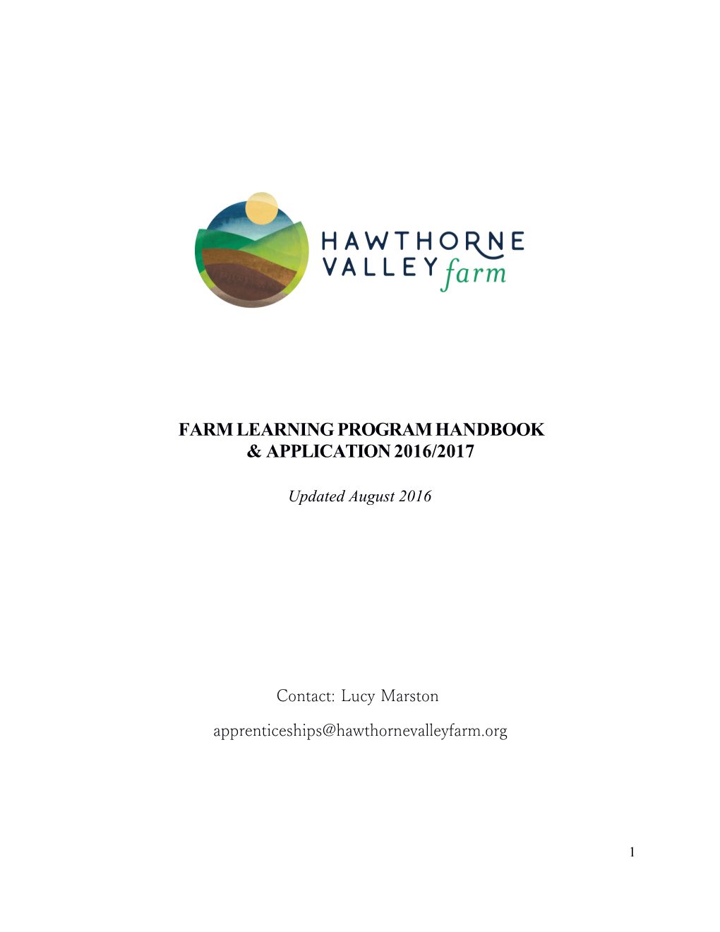 Hawthorne Valley Farm Apprentice Handbook