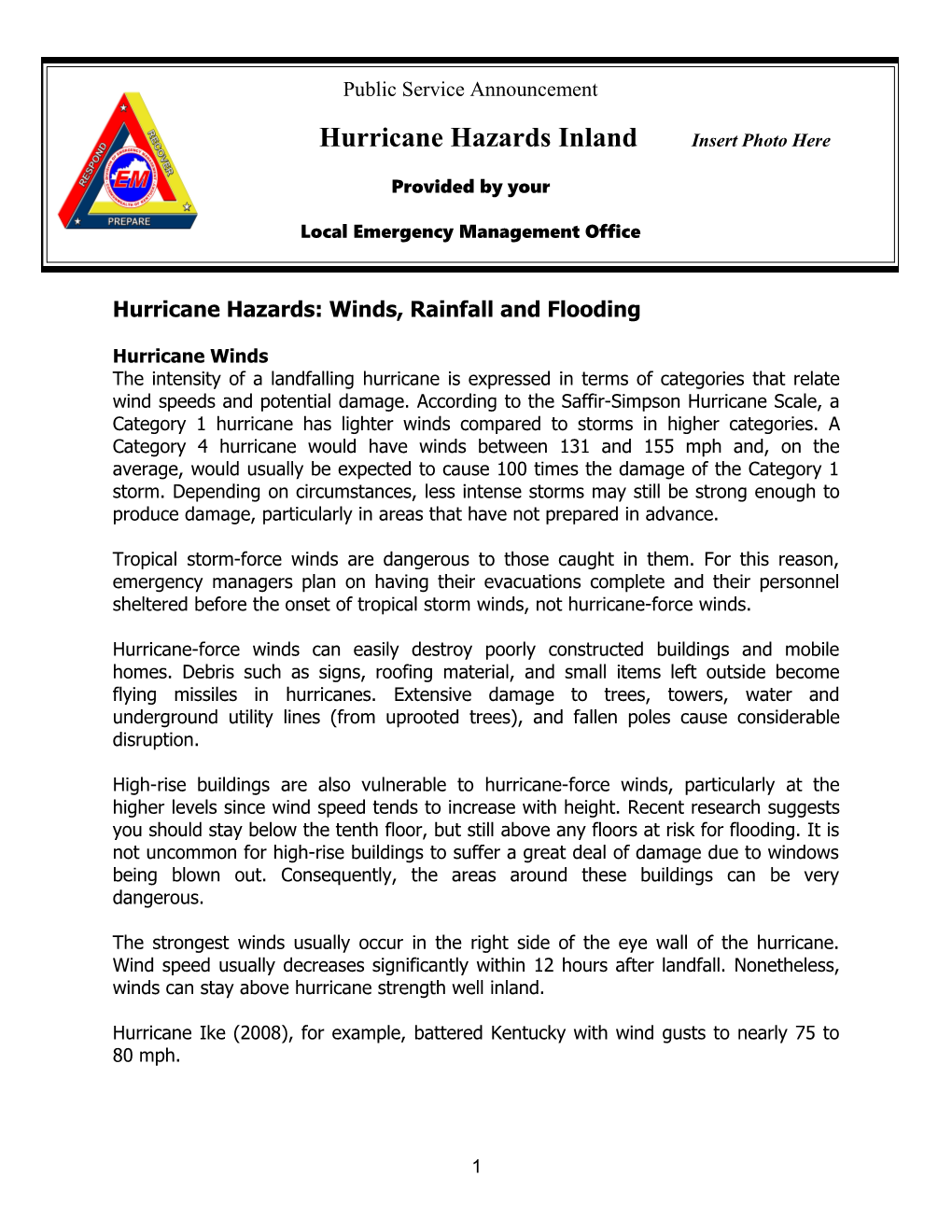 Hurricane Season (Inland Safety)