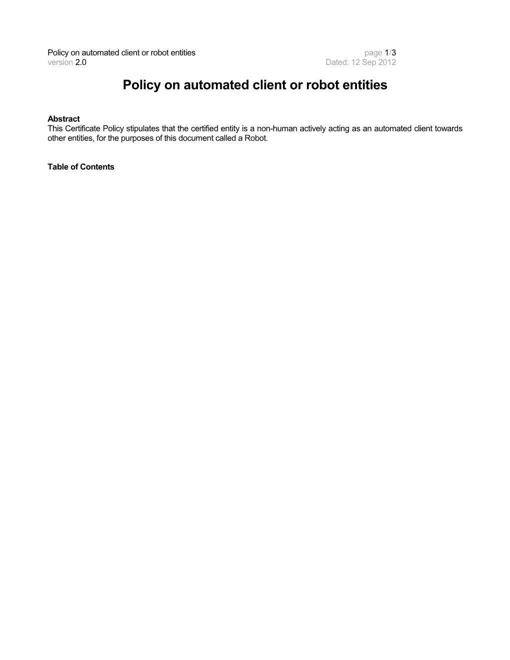 Policy on Automated Client Or Robot Entities