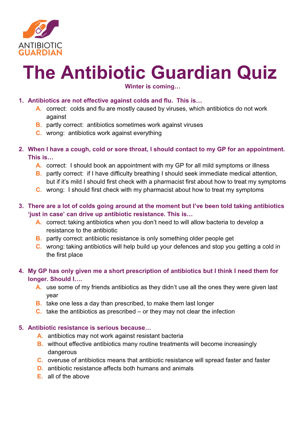 The Antibiotic Guardian Quiz