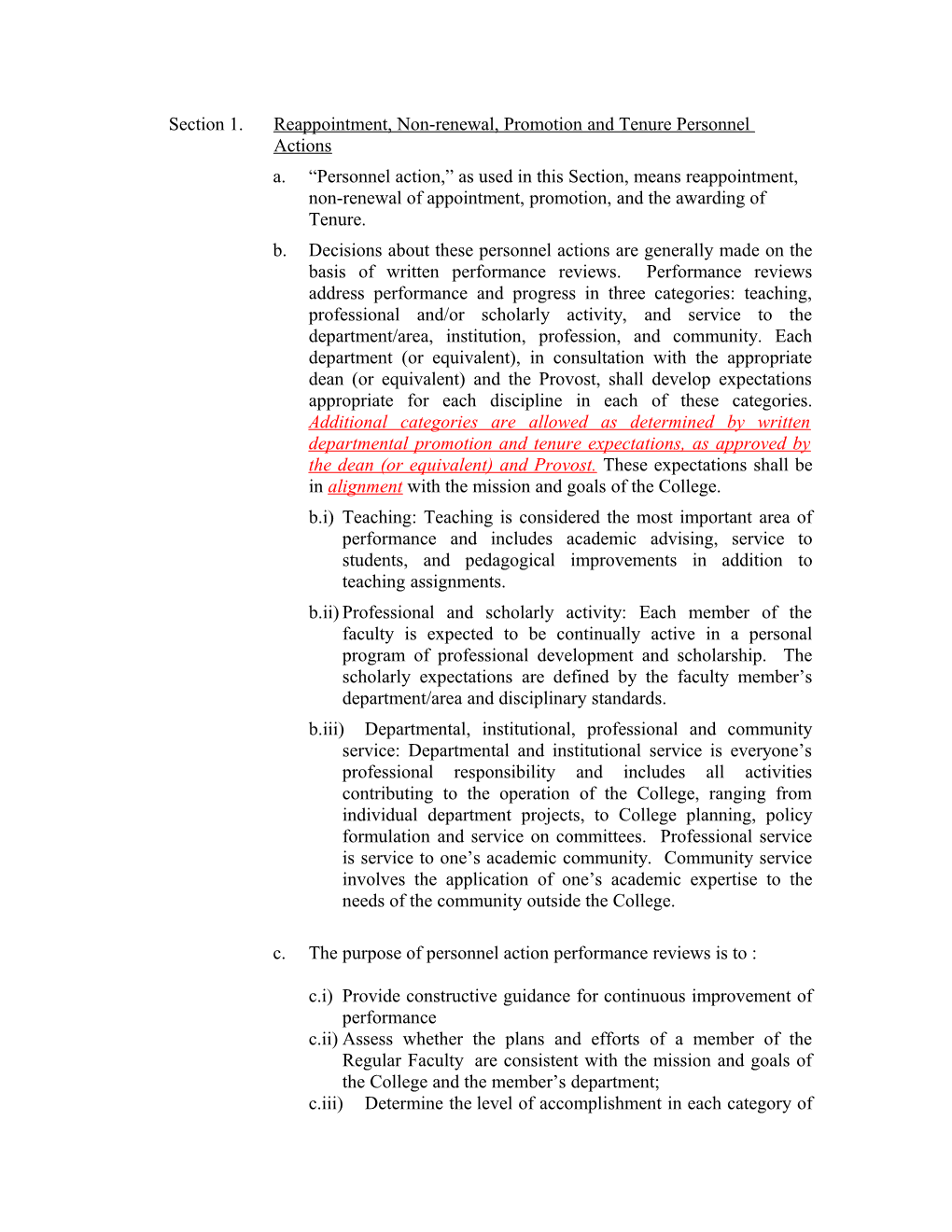 Section 1. Reappointment, Non-Renewal, Promotion and Tenure Personnel Actions