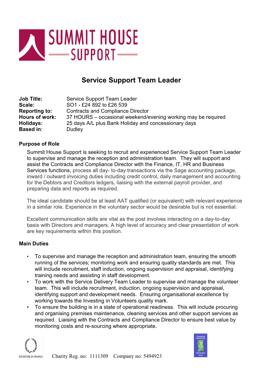 Service Support Team Leader