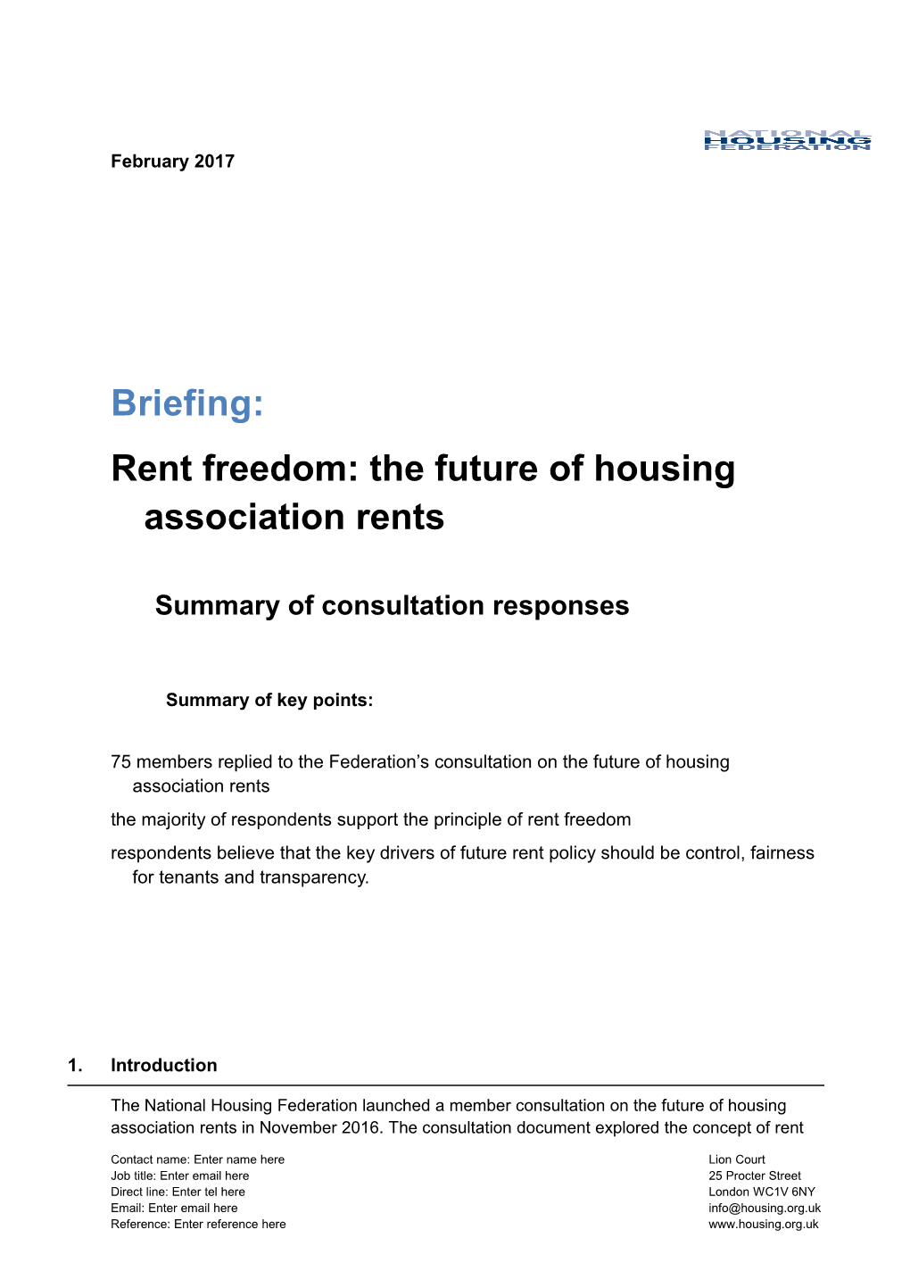 Rent Freedom: the Future of Housing Association Rents