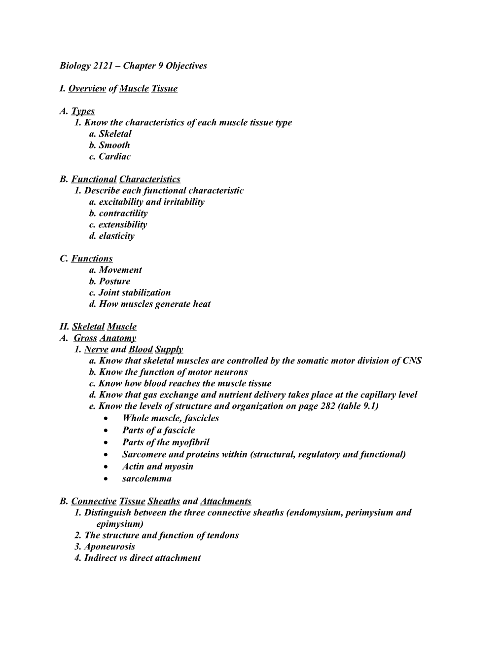 1. Know the Characteristics of Each Muscle Tissue Type