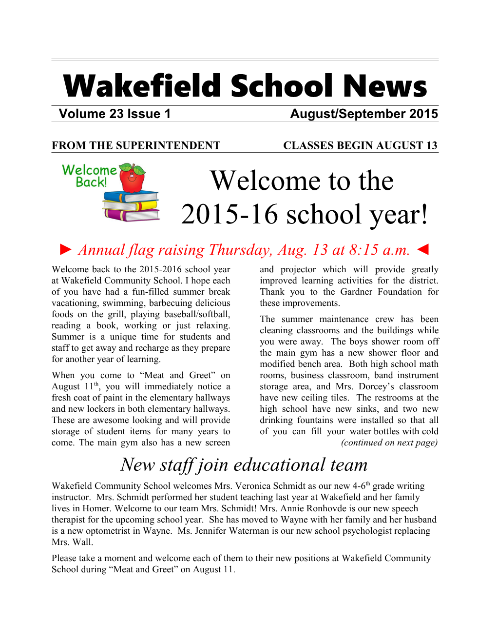 Wakefield School News