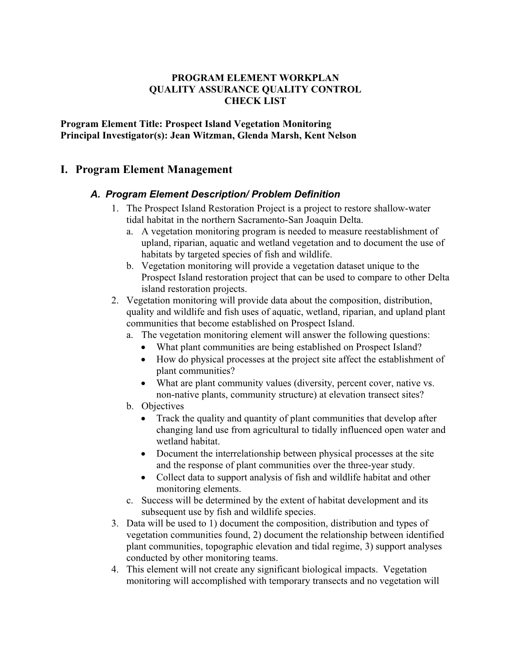 Interagency Ecological Program Quality Assurance and Quality Control Program for Collection