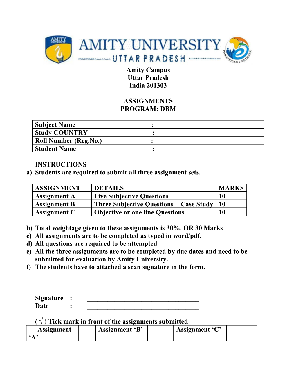 A)Students Are Required to Submit All Three Assignment Sets