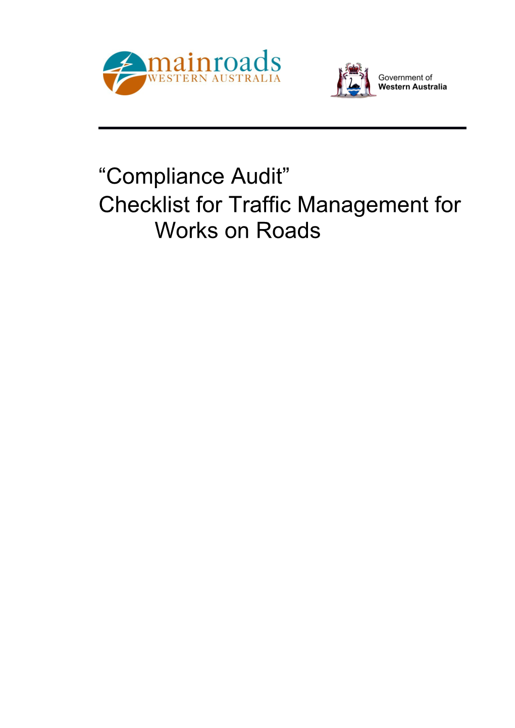 Checklist Fortraffic Management for Works on Roads