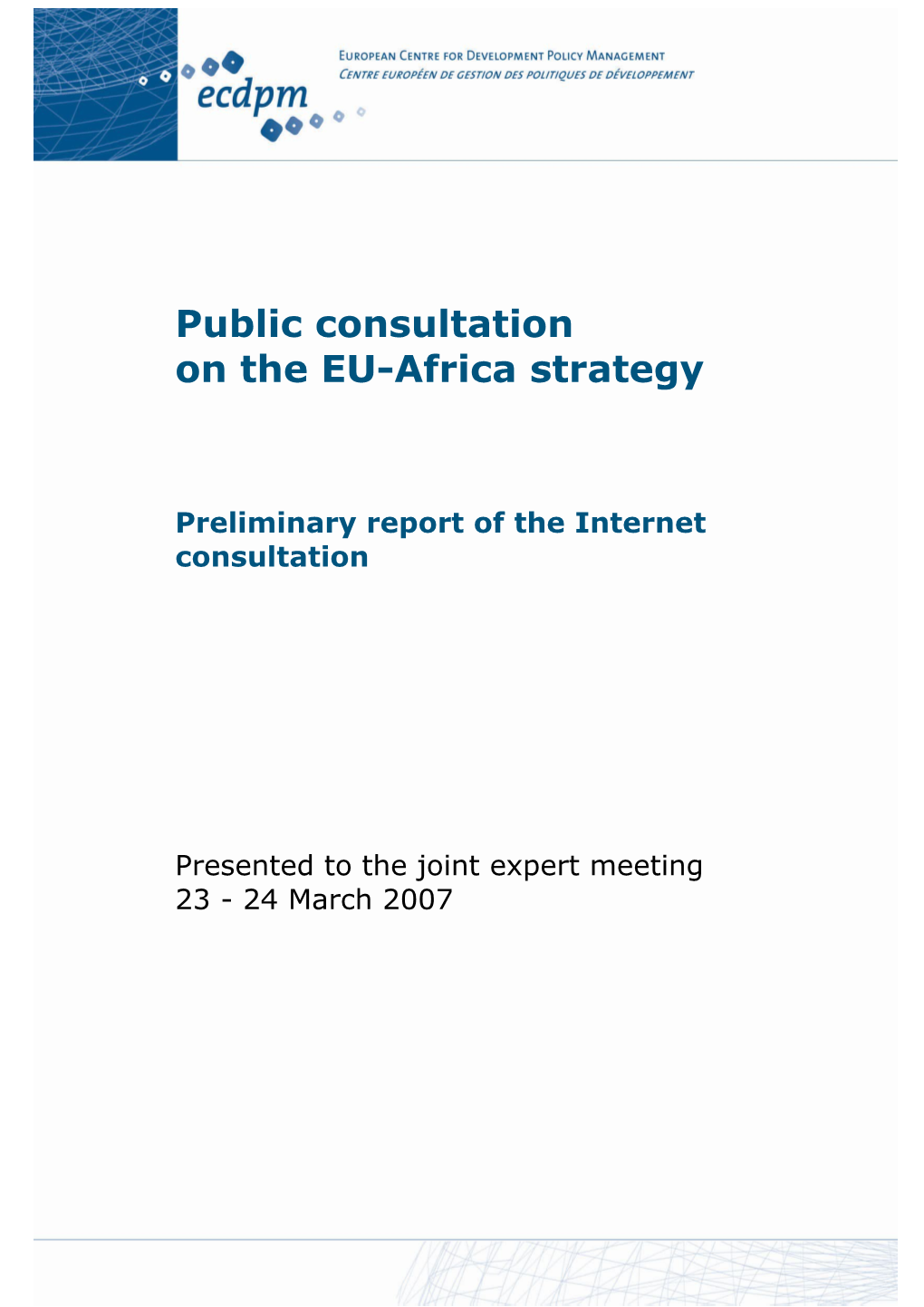 Report of Public Consultation