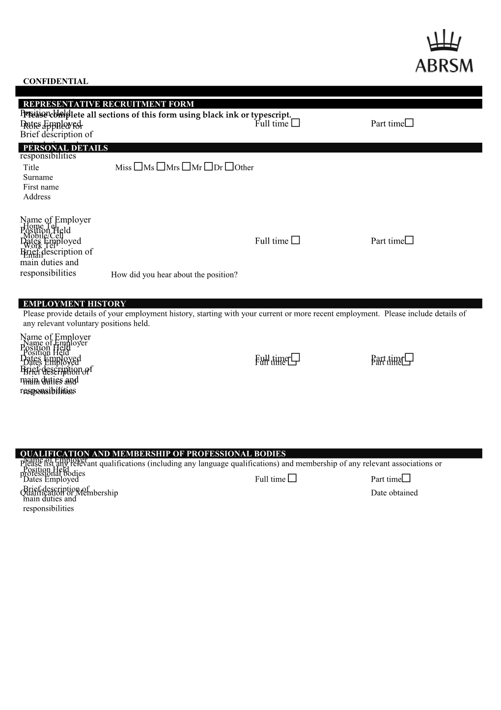 Representative Recruitment Form