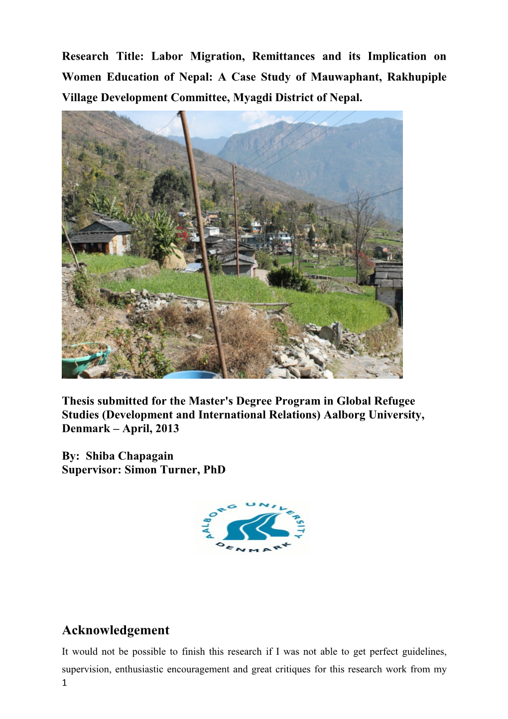 Research Title: Labor Migration, Remittances and Its Implication on Women Education Of