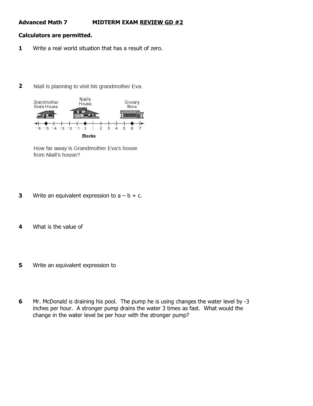 Advanced Math 7 MIDTERM EXAM REVIEW GD #2