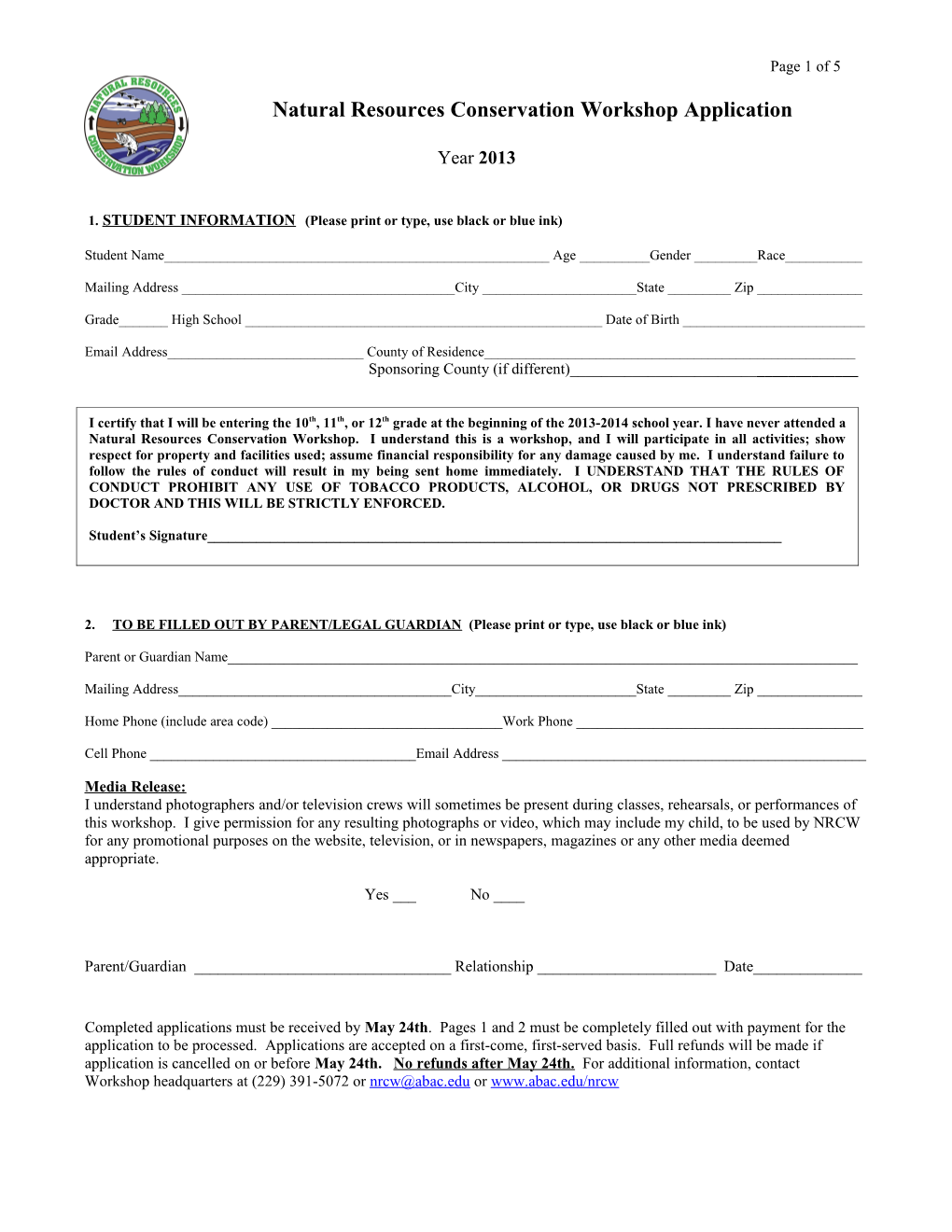 Natural Resources Conservation Workshop Application