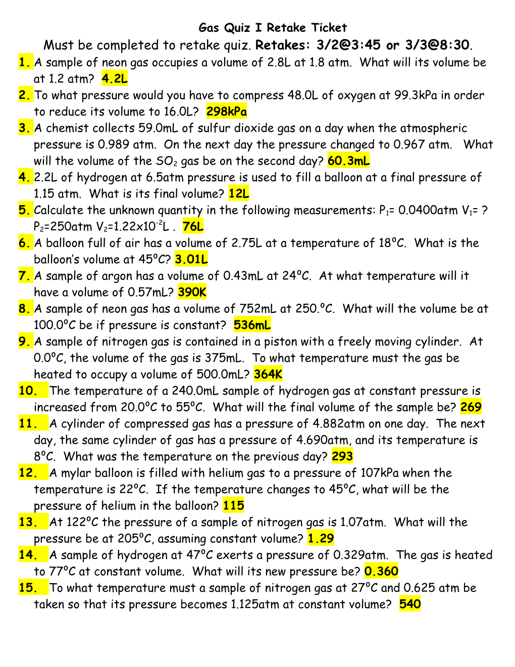 Gas Quiz I Retake Ticket