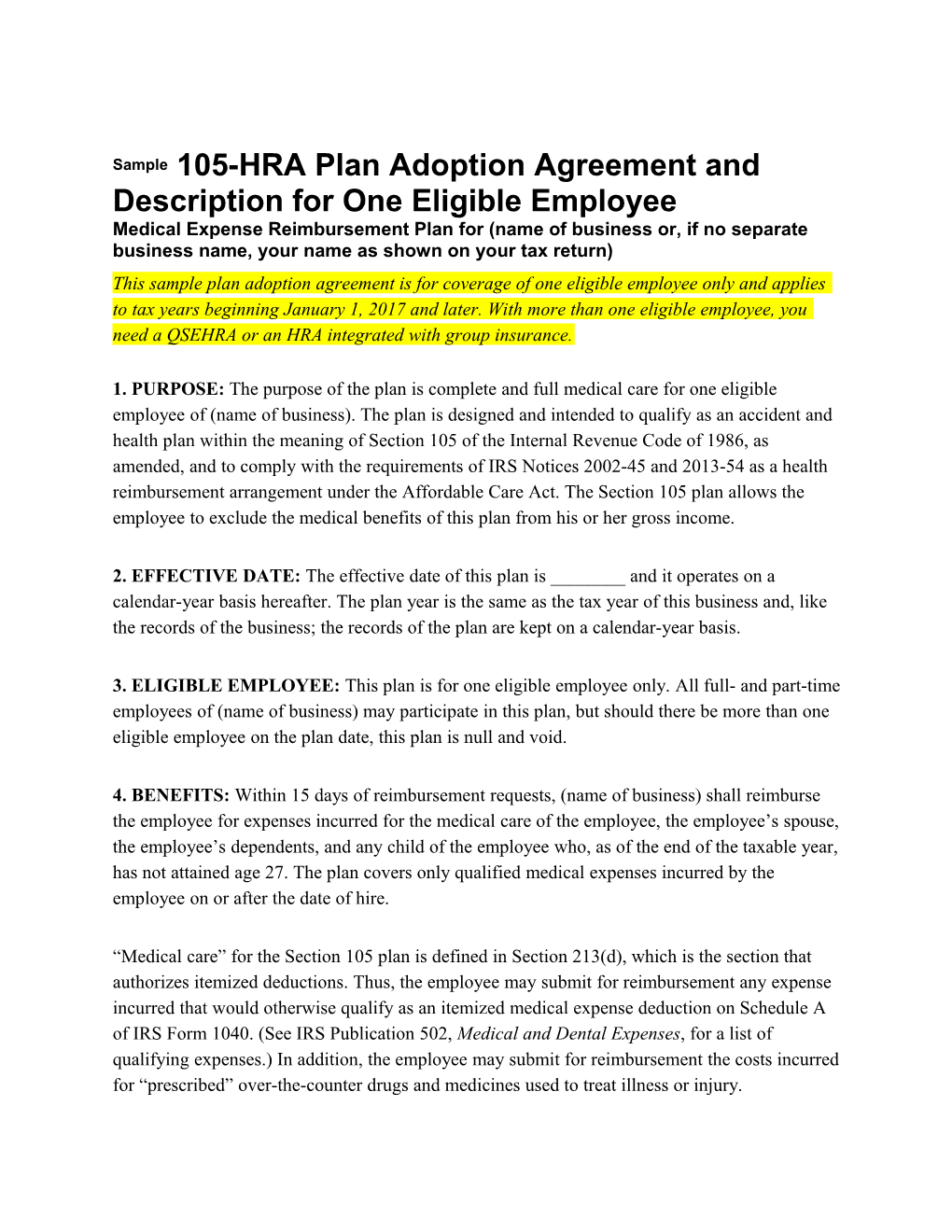 Sample Plan Adoption Agreement