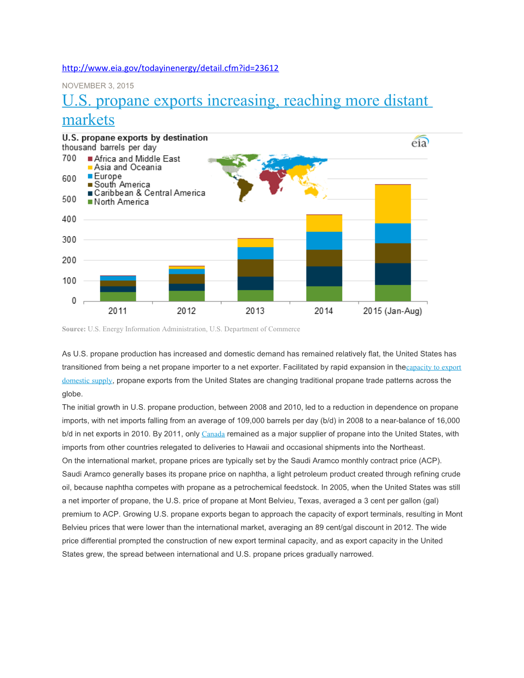 U.S. Propane Exports Increasing, Reaching More Distant Markets