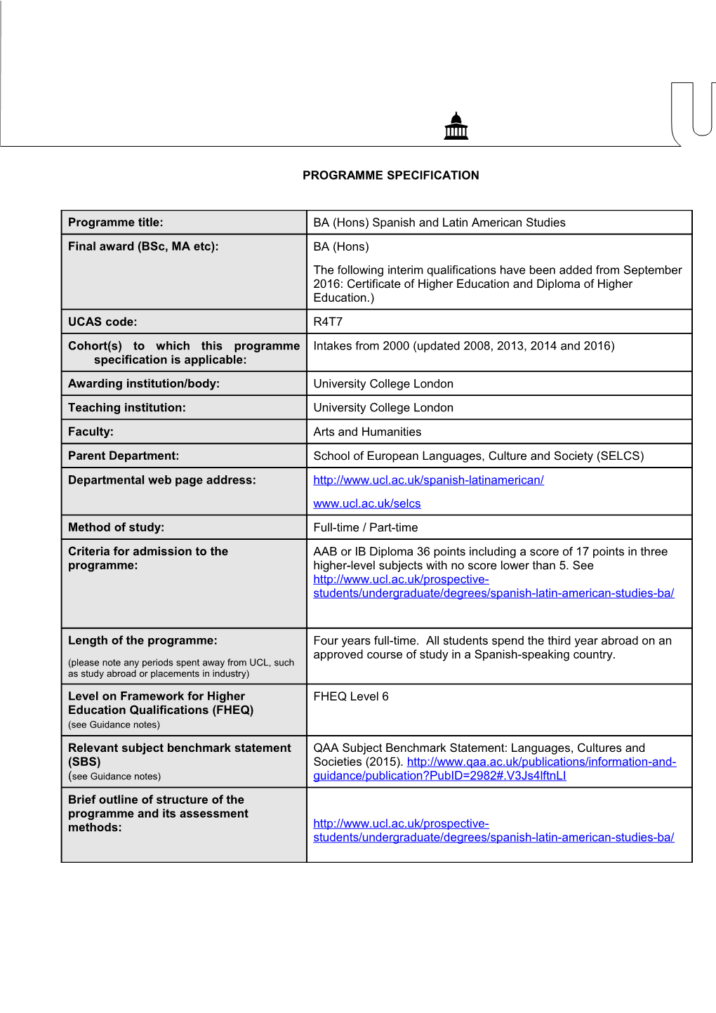 BA (Hons) Spanish and Latin American Studies