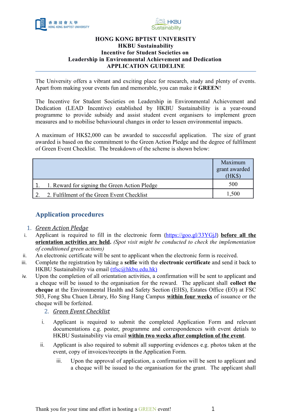 HONG KONG BPTIST UNIVERSITY HKBU Sustainability