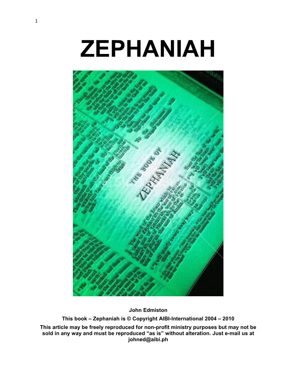 This Book Zephaniah Is Copyright AIBI-International 2004 2010