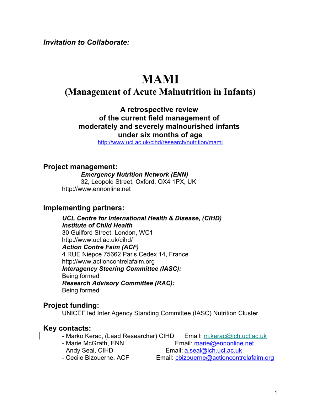 Management of Acute Malnutrition in Infants