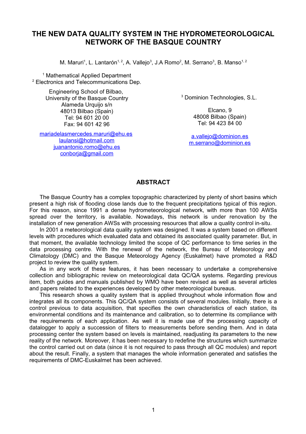 The New Data Quality System in the Hydrometeorogical Network of the Basque Country