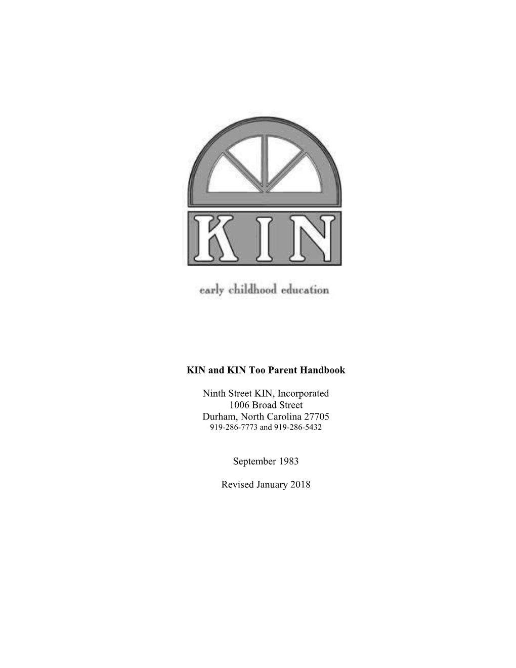 KIN and KIN Too Parent Handbook