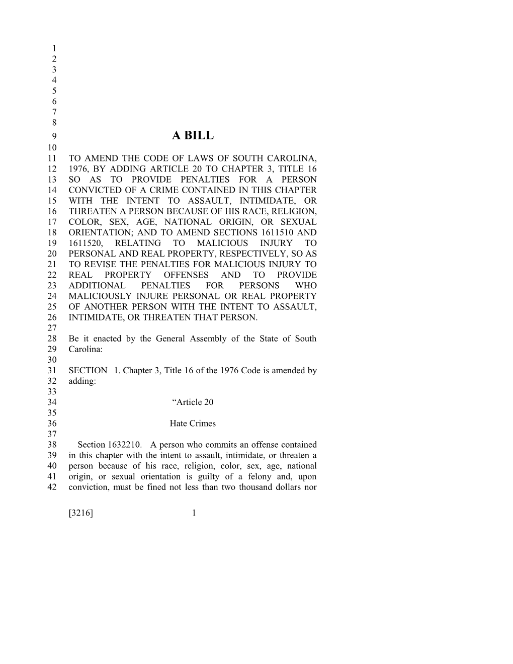 2017-2018 Bill 3216 Text of Previous Version (Dec. 15, 2016) - South Carolina Legislature Online