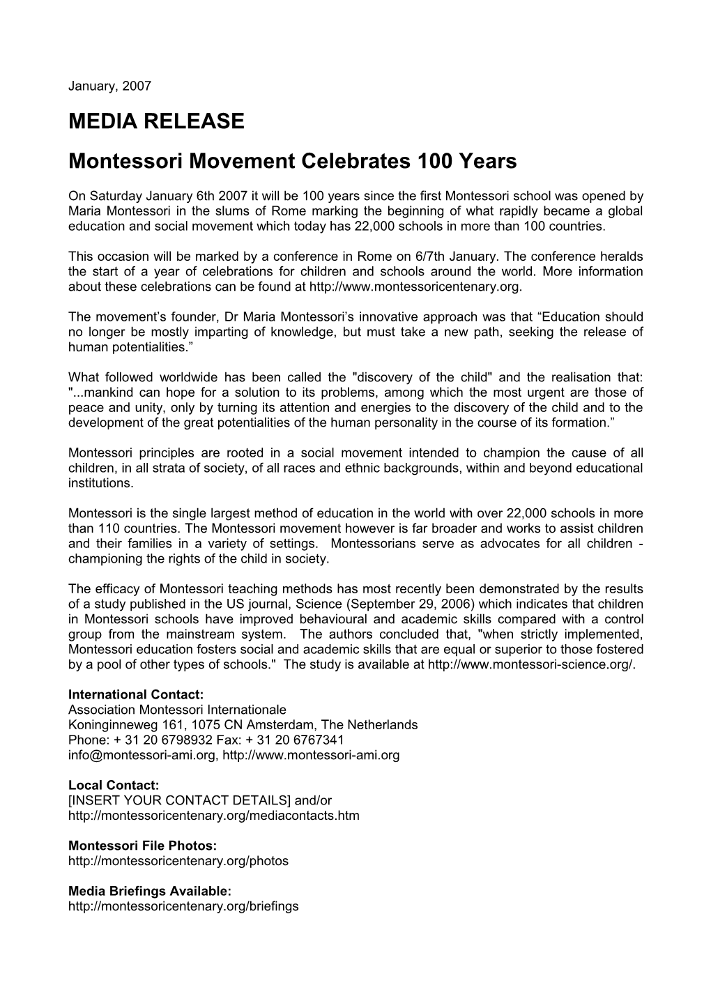 Montessori Movement Celebrates 100 Years