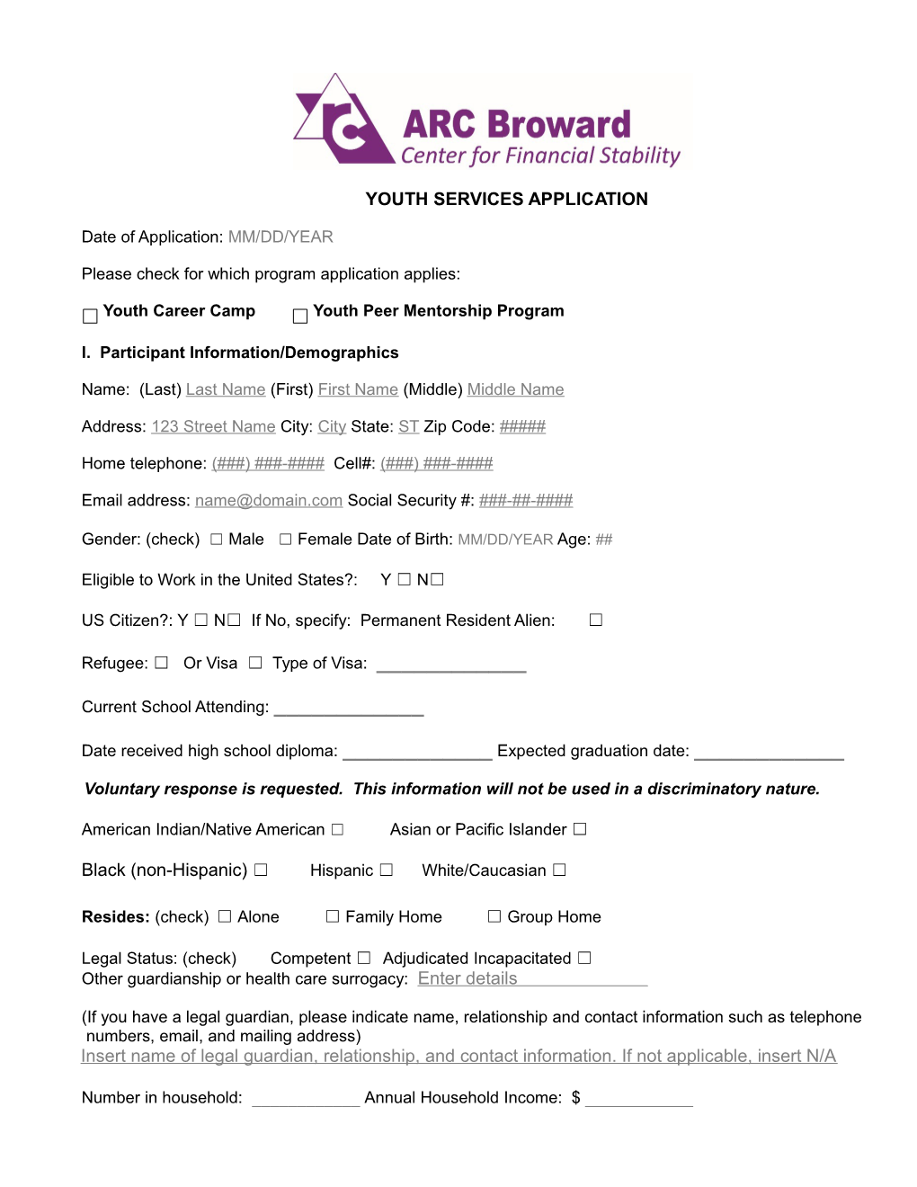 Youth Services Application