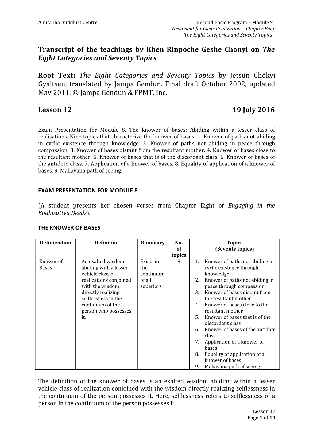 Amitabha Buddhist Centre Second Basic Program Module 9