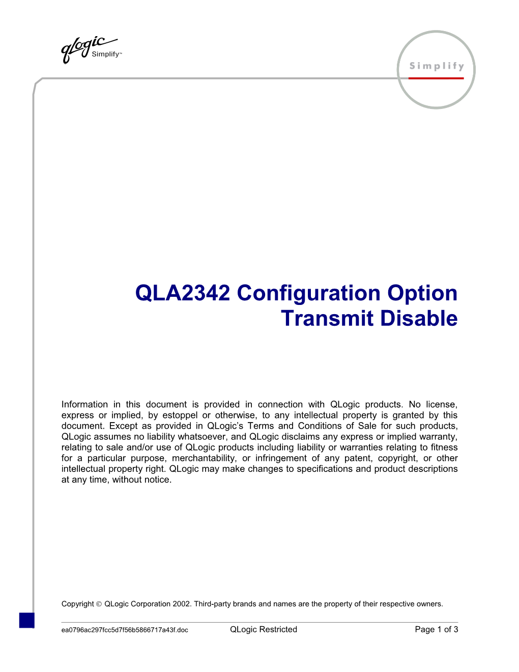 QLA2342 Configuration Option