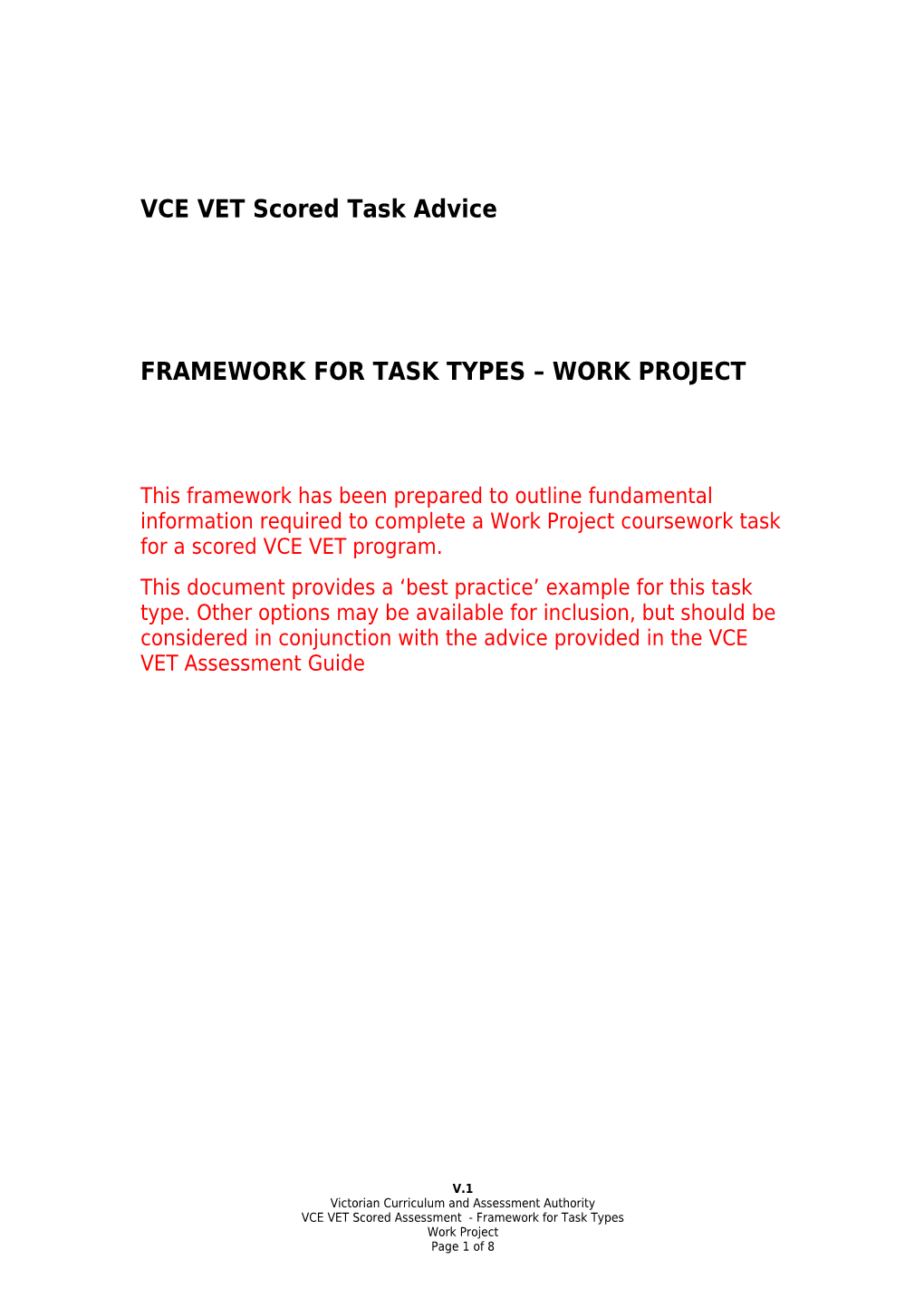 Framework for Task Types Work Project