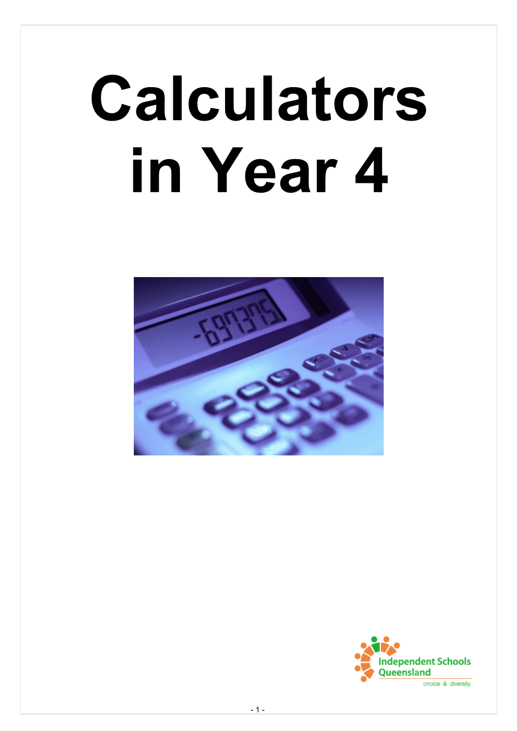 Calculators in Year 4