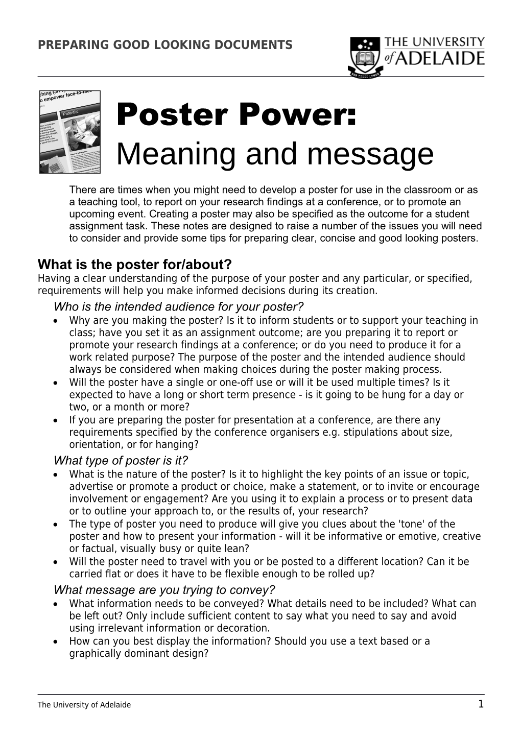 Poster Power: Meaning and Message