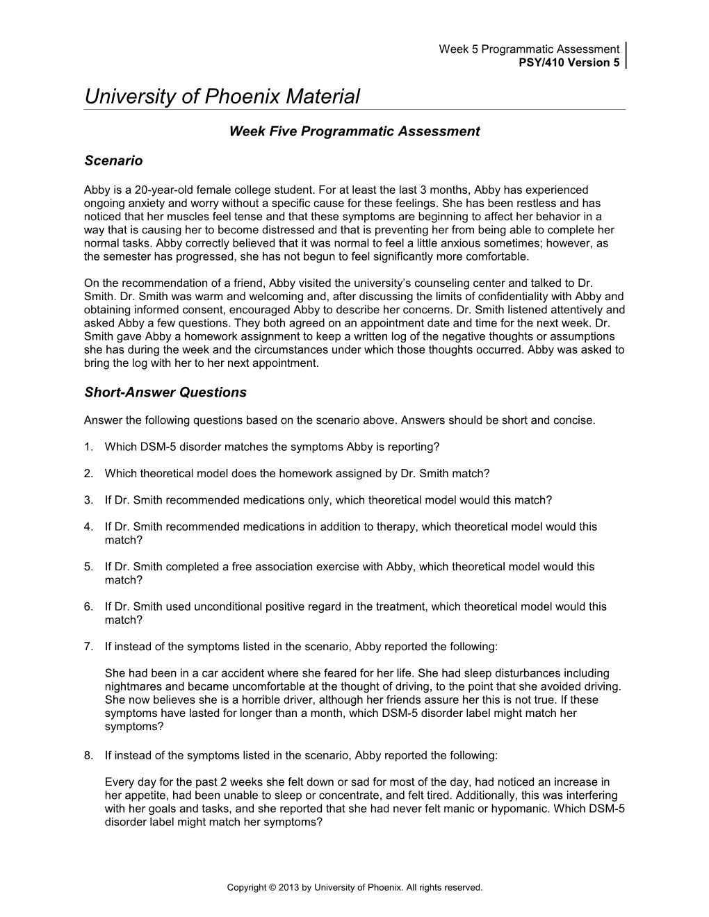 Week Five Programmatic Assessment