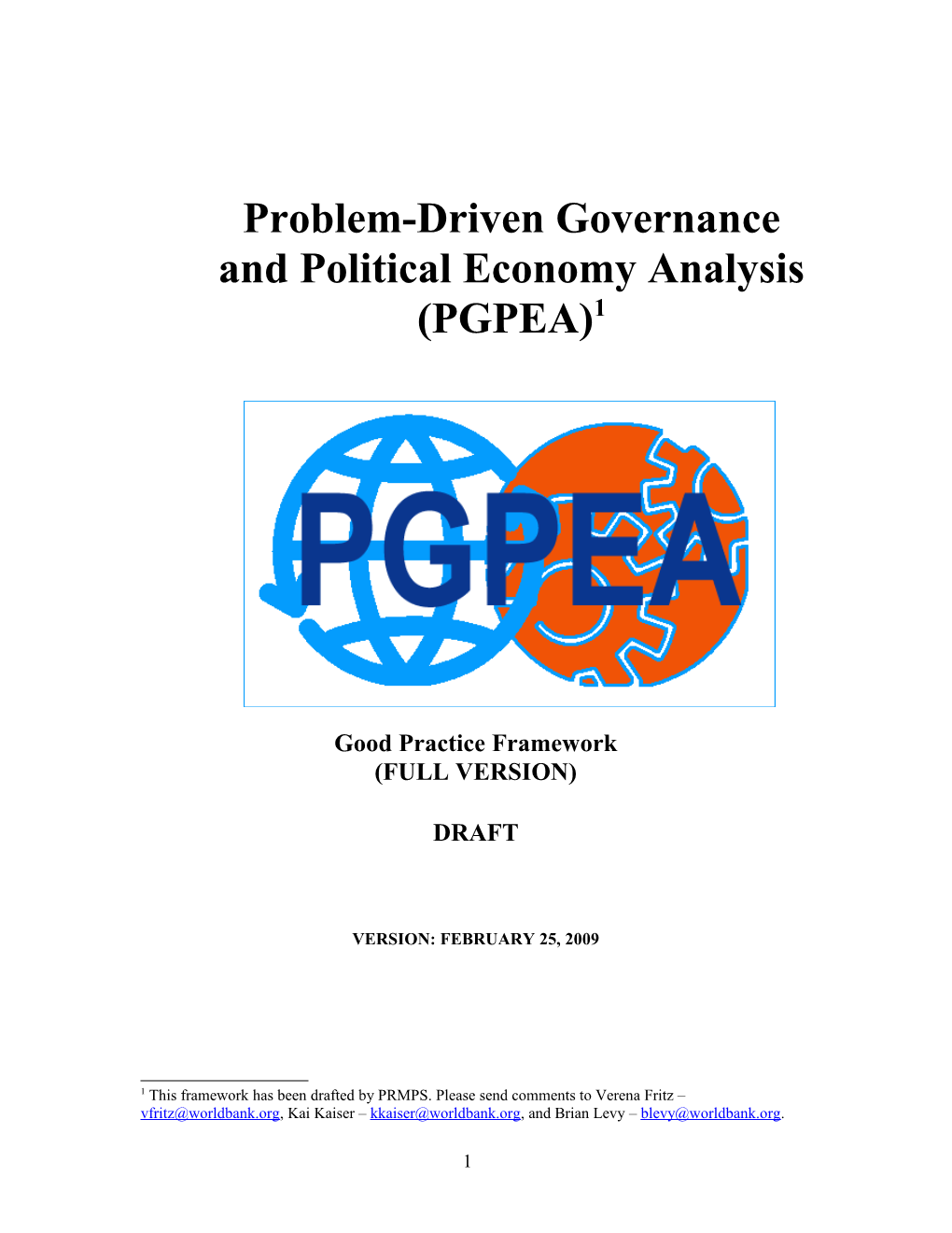 Problem-Driven Governance and Political Economy Analysis