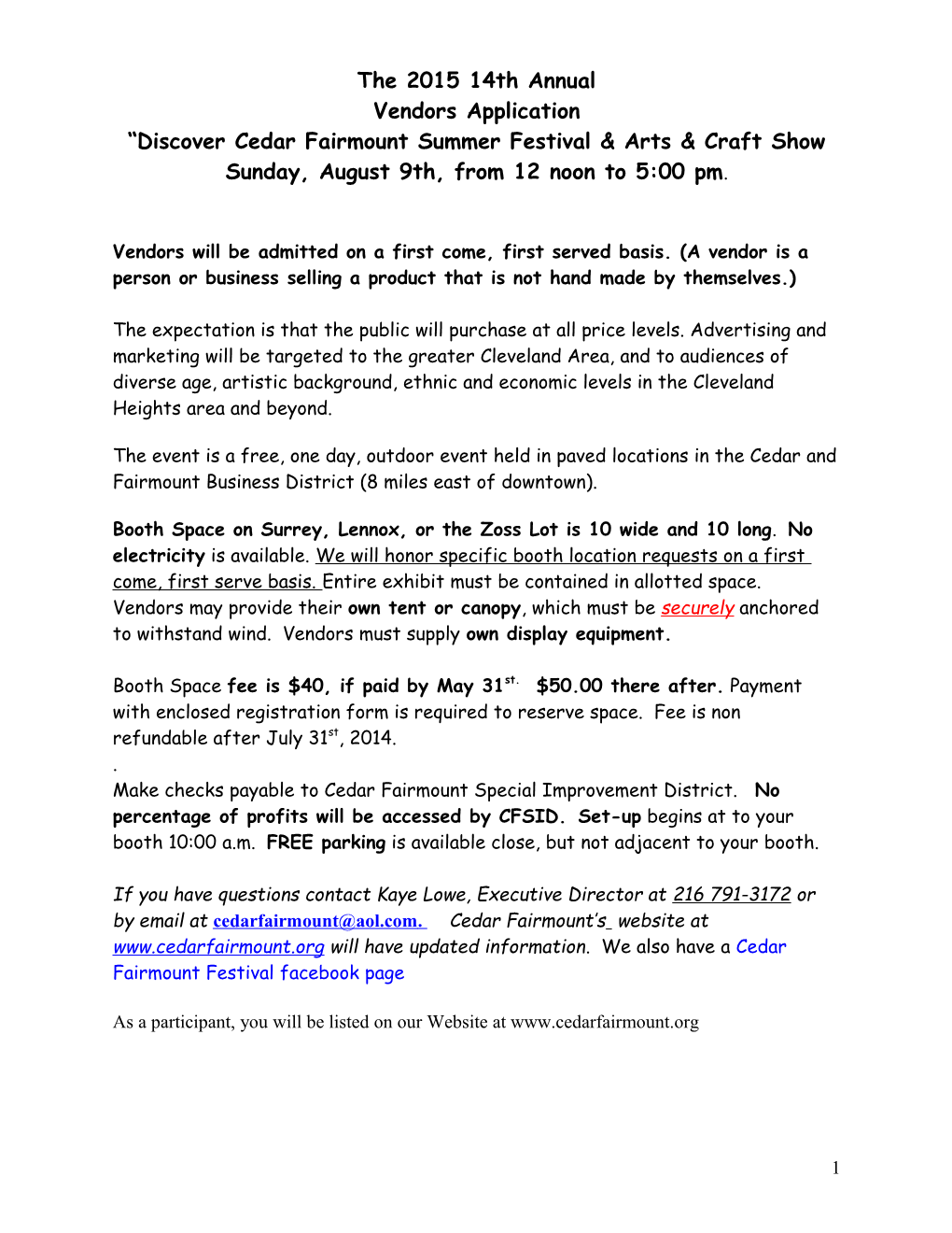 Discover Cedar Fairmount Summer Festival & Arts & Craft Show