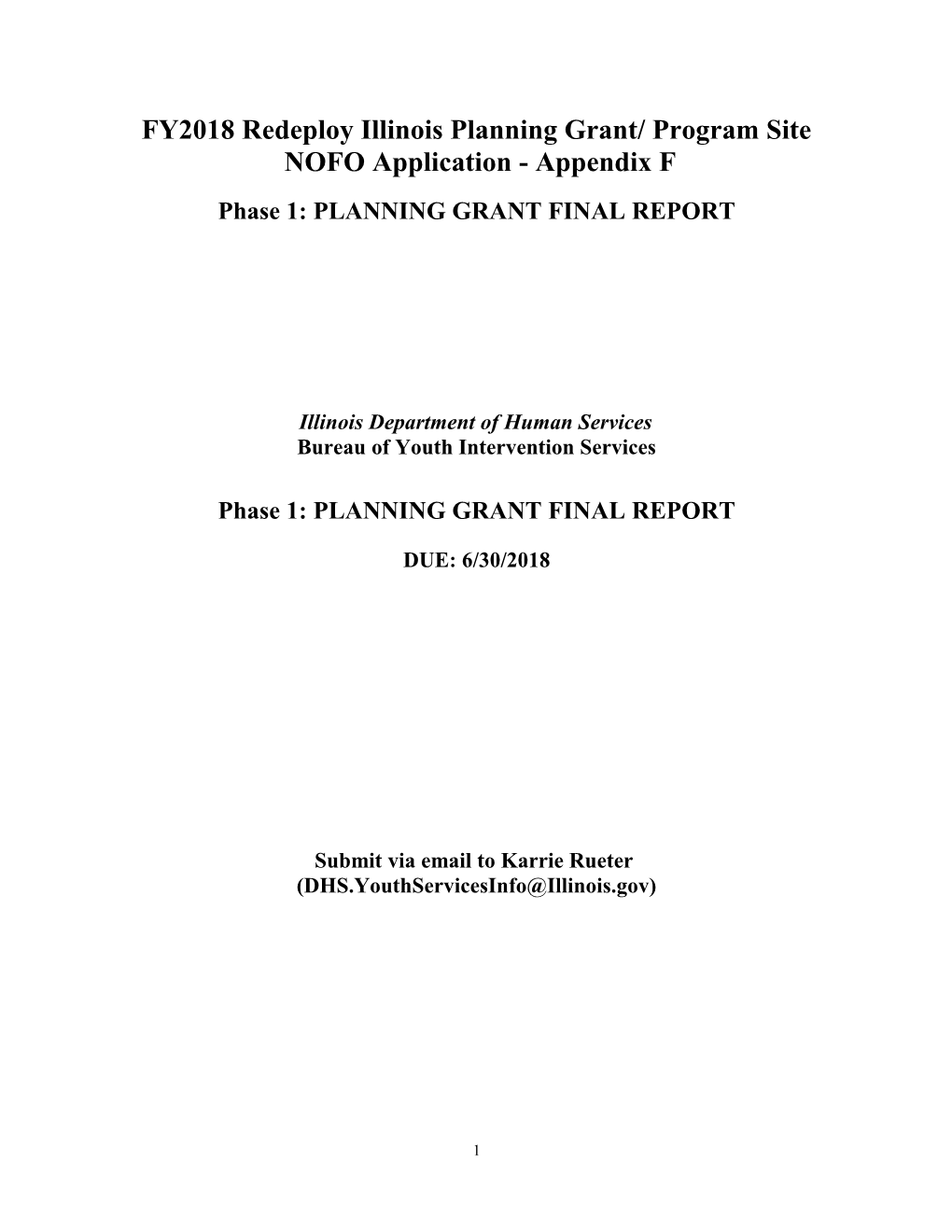 FY2018 Redeploy Illinois Planning Grant/ Program Site