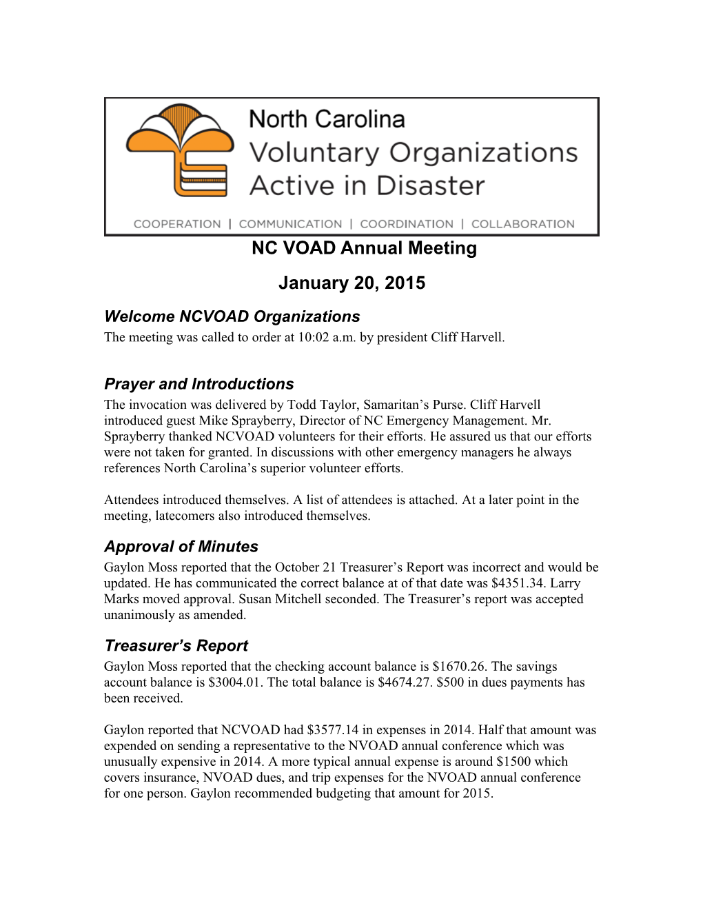 NC VOAD Annual Meeting
