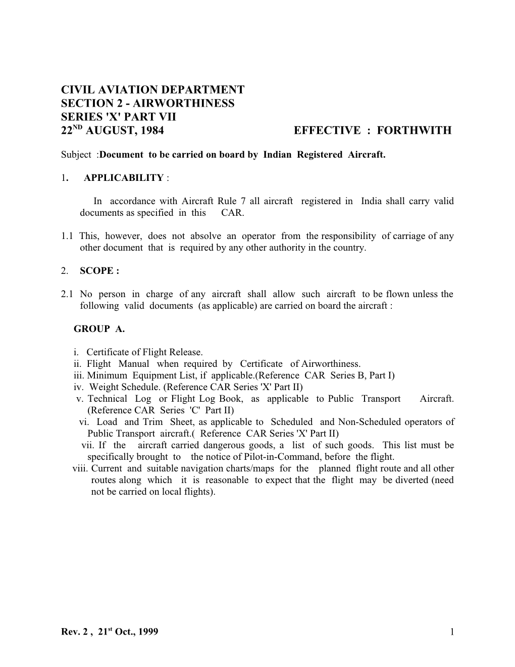 Government of India Civil Aviation Requirements