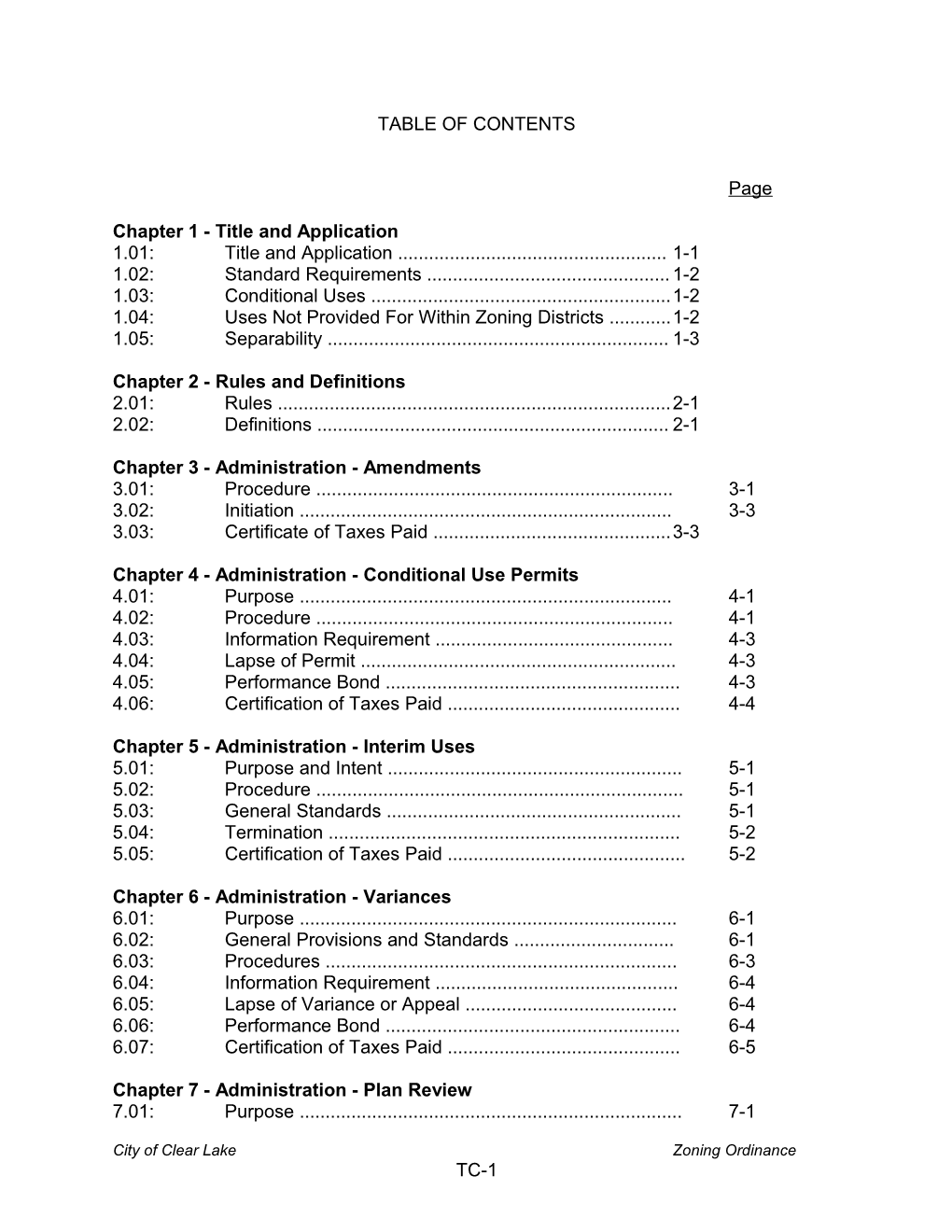 Chapter 1 - Title and Application