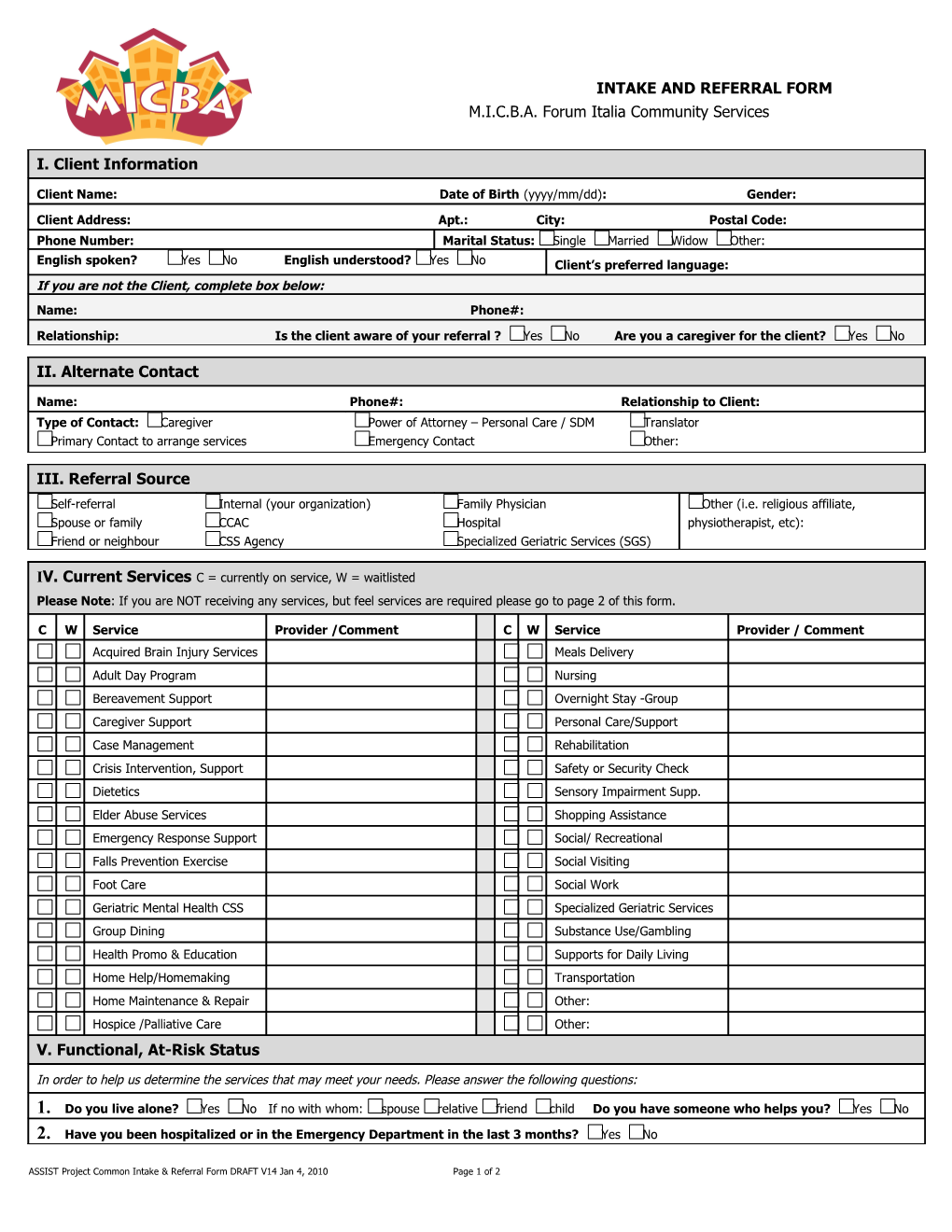 Common Intake and Referral Form