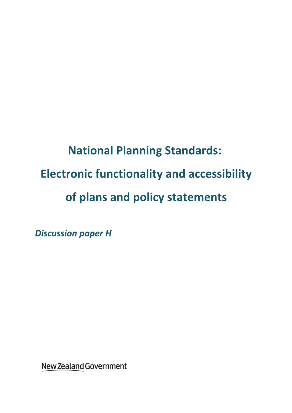 National Planning Standards: Electronic Functionality and Accessibility of Plans and Policy
