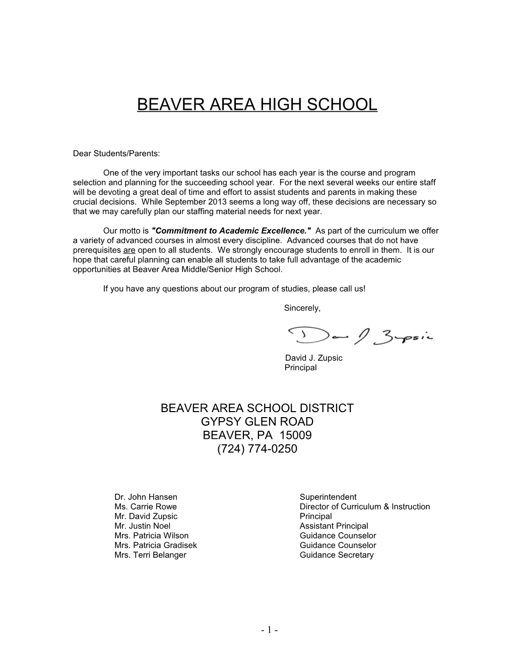 Beaver Area High School