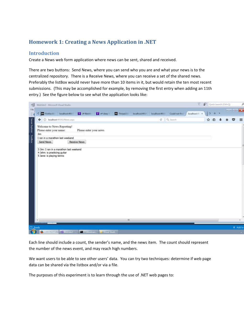Homework 1:Creating a News Application in .NET