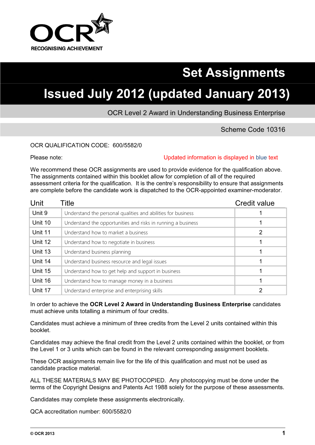 Issued July 2012 (Updated January 2013)