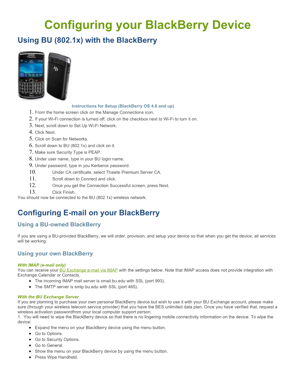 Configuring Your Blackberry Device
